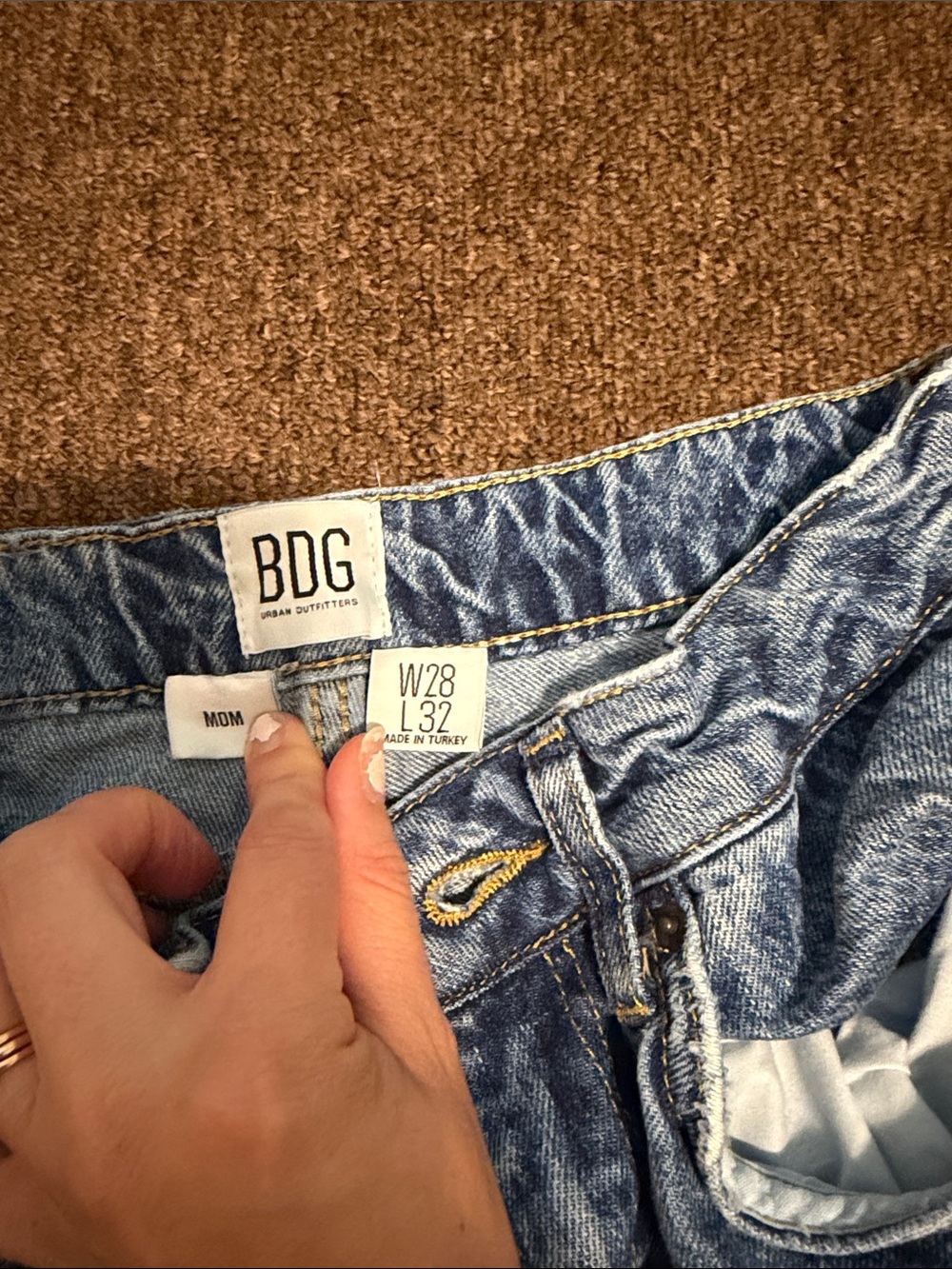 BDG Denim Mom Jeans in Light Blue Acid Wash